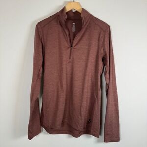 REI Co-op Midweight Base Layer Quarter Zip‎ Pullover Shirt Heathered Long Sleeve